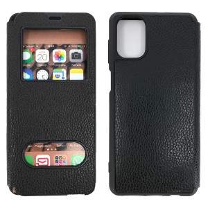 Nettech Samsung Galaxy M51 Uyumlu Pencereli Kapaklı Kılıf (Siyah) NT-84475