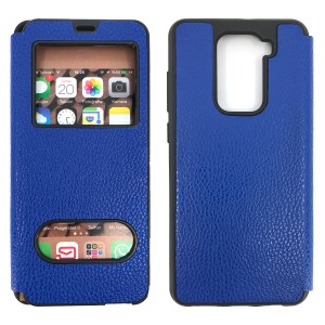 Nettech Xiaomi Redmi Note 9 Uyumlu Pencereli Kapaklı Kılıf (Mavi) NT-84536