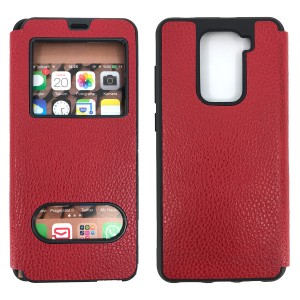 Nettech Xiaomi Redmi Note 9 Uyumlu Pencereli Kapaklı Kılıf (Kırmızı) NT-84534