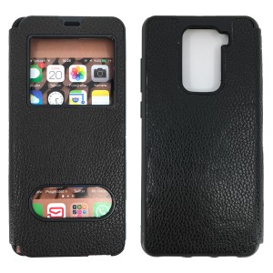 Nettech Xiaomi Redmi Note 9 Uyumlu Pencereli Kapaklı Kılıf (Siyah) NT-84533