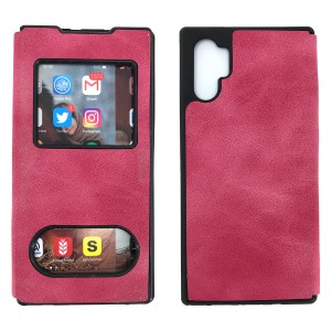 Nettech Samsung Galaxy Note 10 Plus Uyumlu Pencereli Kapaklı Kılıf (Pembe) NT-84489