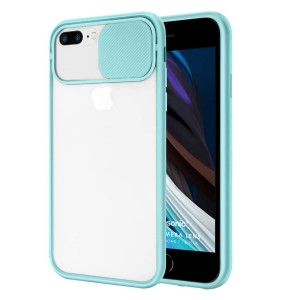 Nettech Apple iPhone 7 Plus Uyumlu Buzlu Kızaklı Kamera Korumalı Arka Koruma Kılıf (Turkuaz) NT-84568