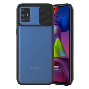 Nettech Samsung Galaxy M31S Uyumlu Buzlu Kızaklı Kamera Korumalı Arka Koruma Kılıf (Siyah) NT-84620