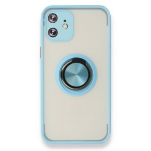 Nettech Apple iPhone 12 Uyumlu Montreal Yüzüklü Arka Koruma Kılıf (Turkuaz) NT-84792