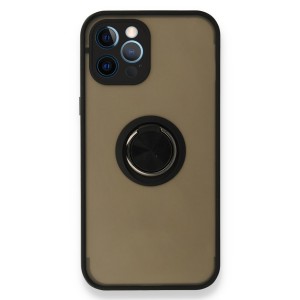 Nettech Apple iPhone 12 Pro Max Uyumlu Montreal Yüzüklü Arka Koruma Kılıf (Siyah) NT-84794