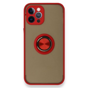 Nettech Apple iPhone 12 Pro Max Uyumlu Montreal Yüzüklü Arka Koruma Kılıf (Kırmızı) NT-84795