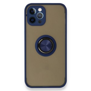 Nettech Apple iPhone 12 Pro Max Uyumlu Montreal Yüzüklü Arka Koruma Kılıf (Lacivert) NT-84799