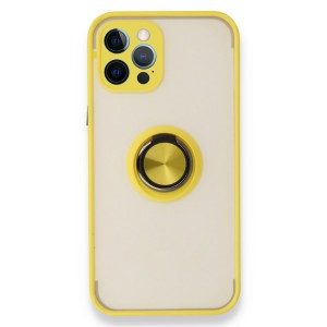 Nettech Apple iPhone 12 Pro Uyumlu Montreal Yüzüklü Arka Koruma Kılıf (Sarı) NT-84800