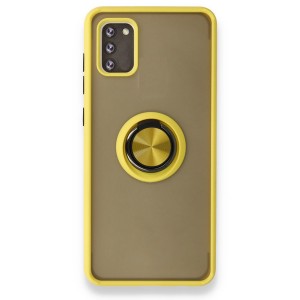 Nettech Samsung Galaxy A02S Uyumlu Montreal Yüzüklü Arka Koruma Kılıf (Sarı) NT-84818