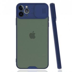 Nettech Apple iPhone 11 Pro Max Uyumlu Platin Kamera Kızaklı Arka Koruma Kılıf (Lacivert) NT-84737