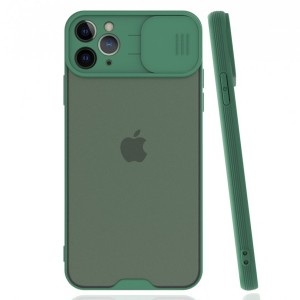 Nettech Apple iPhone 11 Pro Max Uyumlu Platin Kamera Kızaklı Arka Koruma Kılıf (Yeşil) NT-84736