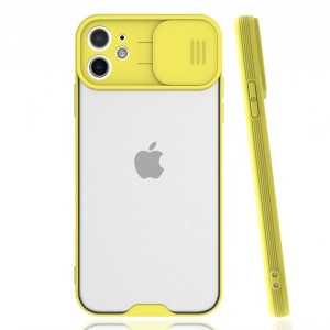 Nettech Apple iPhone 11 Uyumlu Platin Kamera Kızaklı Arka Koruma Kılıf (Sarı) NT-84761