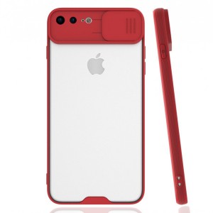 Nettech Apple iPhone 7 Plus Uyumlu Platin Kamera Kızaklı Arka Koruma Kılıf (Kırmızı) NT-84742