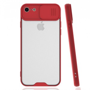 Nettech Apple iPhone 7 Uyumlu Platin Kamera Kızaklı Arka Koruma Kılıf (Kırmızı) NT-84765