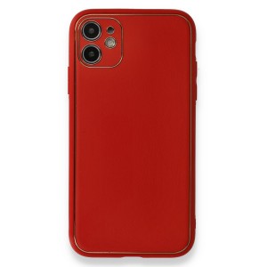 Nettech Apple iPhone 11 Uyumlu Coco Leather Seri Arka Koruma Kılıf (Kırmızı) NT-84710