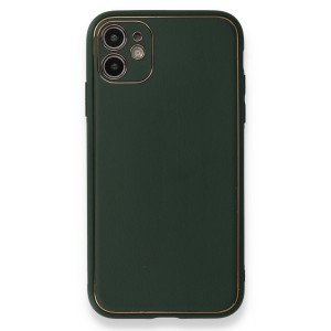 Nettech Apple iPhone 11 Uyumlu Coco Leather Seri Arka Koruma Kılıf (Yeşil) NT-84711