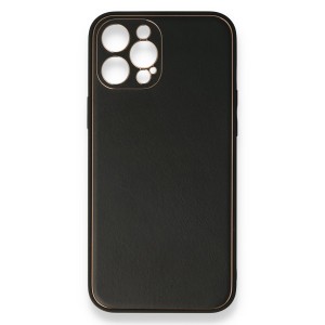 Nettech Apple iPhone 12 Pro Max Uyumlu Coco Leather Seri Arka Koruma Kılıf (Siyah) NT-84717