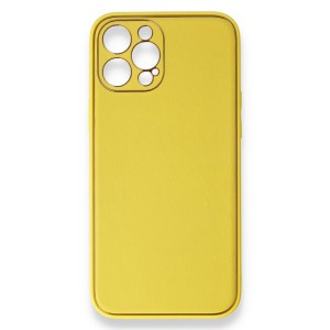 Nettech Apple iPhone 11 Pro Uyumlu Coco Leather Seri Arka Koruma Kılıf (Sarı) NT-84716