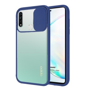 Nettech Oppo A31 Uyumlu Buzlu Kızaklı Kamera Korumalı Arka Koruma Kılıf (Lacivert) NT-84642