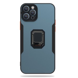 Nettech Apple iPhone 12 Pro Uyumlu Platin Yüzüklü Arka Koruma Kılıf (Siyah) NT-85183