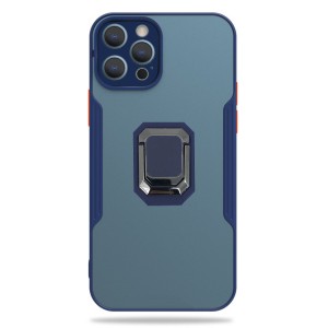 Nettech Apple iPhone 12 Pro Uyumlu Platin Yüzüklü Arka Koruma Kılıf (Lacivert) NT-85186