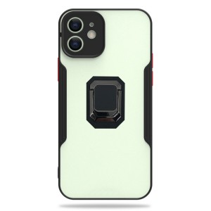 Nettech Apple iPhone 12 Mini Uyumlu Platin Yüzüklü Arka Koruma Kılıf (Siyah) NT-85202