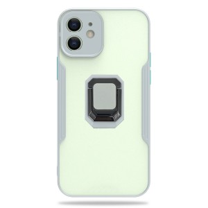 Nettech Apple iPhone 12 Mini Uyumlu Platin Yüzüklü Arka Koruma Kılıf (Beyaz) NT-85201