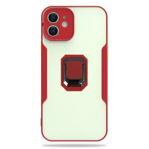 Nettech Apple iPhone 11 Uyumlu Platin Yüzüklü Arka Koruma Kılıf (Kırmızı) NT-85198