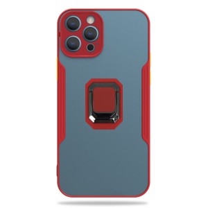Nettech Apple iPhone 12 Pro Max Uyumlu Platin Yüzüklü Arka Koruma Kılıf (Kırmızı) NT-85173