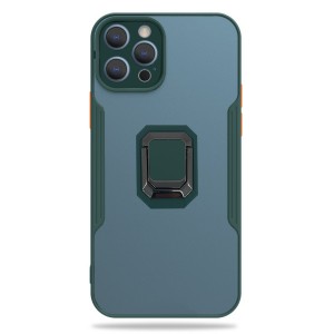 Nettech Apple iPhone 12 Pro Max Uyumlu Platin Yüzüklü Arka Koruma Kılıf (Yeşil) NT-85174