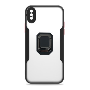 Nettech Apple iPhone X Uyumlu Platin Yüzüklü Arka Koruma Kılıf (Siyah) NT-85210