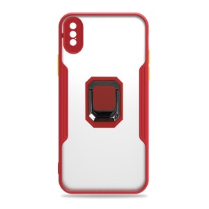 Nettech Apple iPhone X Uyumlu Platin Yüzüklü Arka Koruma Kılıf (Kırmızı) NT-85211