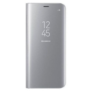 Nettech Samsung Galaxy M30 Uyumlu Clear View Aynalı Kapaklı Kılıf (Gri) NT-85587