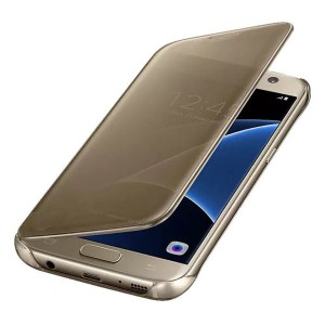 Nettech Samsung Galaxy A50S Uyumlu Clear View Aynalı Kapaklı Kılıf (Gold) NT-85545