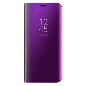 Nettech Huawei Y5 2018 Uyumlu Clear View Aynalı Kapaklı Kılıf (Mürdüm) NT-85522