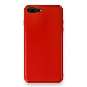 Nettech Apple iPhone 7 Plus Uyumlu Coco Leather Seri Arka Koruma Kılıf (Kırmızı) NT-86063