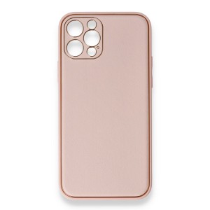Nettech Apple iPhone 12 Pro Uyumlu Coco Leather Seri Arka Koruma Kılıf (Pembe) NT-86062