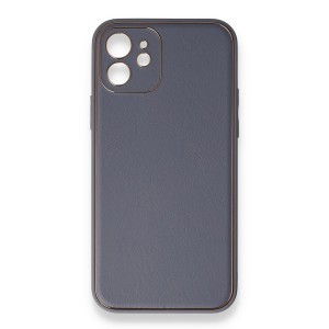 Nettech Apple iPhone 12 Uyumlu Coco Leather Seri Arka Koruma Kılıf (Gri) NT-86057