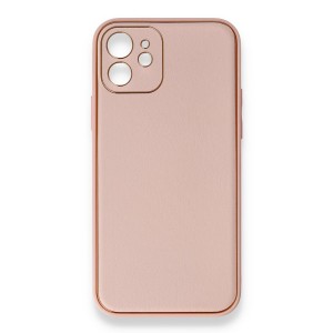 Nettech Apple iPhone 12 Uyumlu Coco Leather Seri Arka Koruma Kılıf (Pembe) NT-86056
