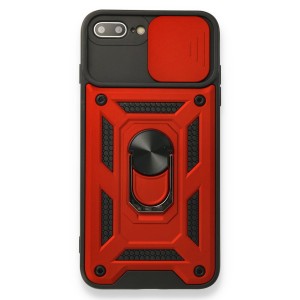Nettech Apple iPhone 7 Plus Uyumlu Kızaklı Panzer Seri Arka Koruma Kılıf (Kırmızı) NT-85947