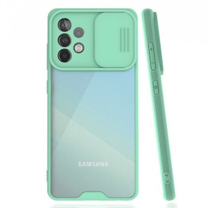 Nettech Samsung Galaxy A72 Uyumlu Platin Kamera Kızaklı Arka Koruma Kılıf (Su Yeşili) NT-86728