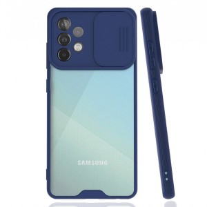Nettech Samsung Galaxy A72 Uyumlu Platin Kamera Kızaklı Arka Koruma Kılıf (Lacivert) NT-86725