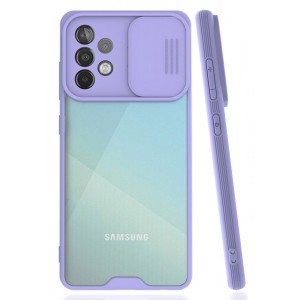 Nettech Samsung Galaxy A72 Uyumlu Platin Kamera Kızaklı Arka Koruma Kılıf (Lila) NT-86727