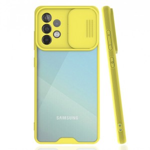 Nettech Samsung Galaxy A52 Uyumlu Platin Kamera Kızaklı Arka Koruma Kılıf (Sarı) NT-86720