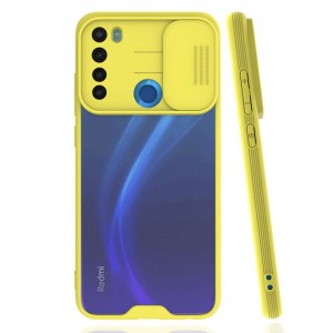 Nettech Xiaomi Redmi Note 8 Uyumlu Platin Kamera Kızaklı Arka Koruma Kılıf (Sarı) NT-86784