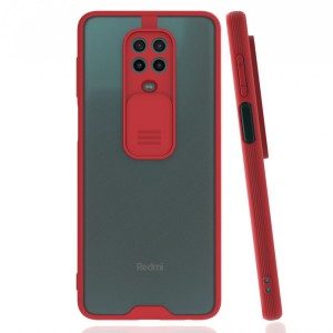 Nettech Xiaomi Redmi Note 9 Uyumlu Platin Kamera Kızaklı Arka Koruma Kılıf (Kırmızı) NT-86794