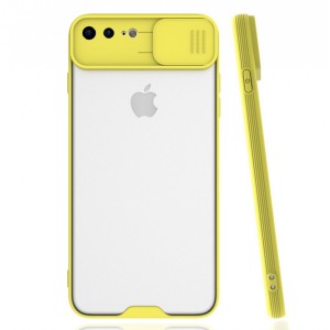 Nettech Apple iPhone 7 Plus Uyumlu Platin Kamera Kızaklı Arka Koruma Kılıf (Sarı) NT-86634