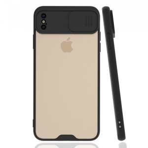 Nettech Apple iPhone XS Max Uyumlu Platin Kamera Kızaklı Arka Koruma Kılıf (Siyah) NT-86639