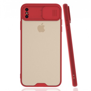 Nettech Apple iPhone XS Max Uyumlu Platin Kamera Kızaklı Arka Koruma Kılıf (Kırmızı) NT-86640