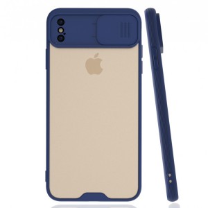 Nettech Apple iPhone XS Max Uyumlu Platin Kamera Kızaklı Arka Koruma Kılıf (Lacivert) NT-86641